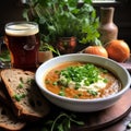 Delicious Veggie Soup With Bread And Beer - A Cozy Cottagecore Delight