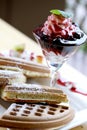 Delicious waffle and ice-cream Royalty Free Stock Photo