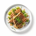 Delicious Waffles Dish With Roasted Grouper Steak And Celery