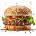 Delicious Water-drenched Hamburger On A White Background Royalty Free Stock Photo