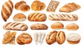 Delicious Watercolor Bread Clipart on White Background AI Generated