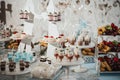 A delicious wedding. Candy bar for a banquet. Celebration concept.