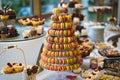 Delicious wedding reception candy bar dessert table Royalty Free Stock Photo