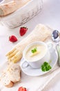 Delicious white asparagus cream soup Royalty Free Stock Photo