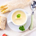 Delicious white asparagus cream soup Royalty Free Stock Photo