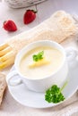 Delicious white asparagus cream soup Royalty Free Stock Photo