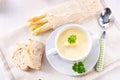 Delicious white asparagus cream soup Royalty Free Stock Photo