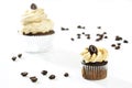 Delicious white vanilla cupcakes with coffee