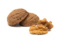 Delicious whole and broken walnuts Royalty Free Stock Photo