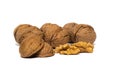 Delicious whole and broken walnuts Royalty Free Stock Photo