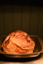 Delicious whole cooked roast joint of gammon or pork