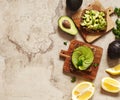 Delicious wholewheat toast with avocado slices. Healthy food