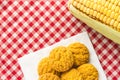 Delicious yellow cookie of corn. Sweet food of Festa Junina, a t Royalty Free Stock Photo