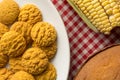 Delicious yellow cookie of corn. Sweet food of Festa Junina, a t Royalty Free Stock Photo