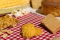 Delicious yellow cookie of corn. Sweet food of Festa Junina, a t Royalty Free Stock Photo