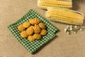 Delicious yellow cookie of corn. Sweet food of Festa Junina, a t Royalty Free Stock Photo