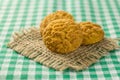 Delicious yellow cookie of corn. Sweet food of Festa Junina, a t Royalty Free Stock Photo