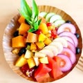 Deliciously arranged fruit salad presents a diverse array of colors and textures Royalty Free Stock Photo