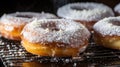 Deliciously Backlit Donuts With Powdered Sugar Royalty Free Stock Photo