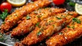 Deliciously crispy deep fried breaded fish fillets sizzle, offering a flaky and tender interior Royalty Free Stock Photo