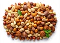A Deliciously Diverse CloseUp of Mixed Nuts Hazelnuts Almonds and Peanuts Against a Transparent Background Perfect for Royalty Free Stock Photo