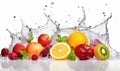 Deliciously fresh fruits with refreshing water splash Creating using generative AI