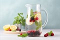Deliciously Fresh Homemade Jug Drink with Juicy Berries - Ideal for Revitalizing and Rejuvenating