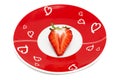 Deliciously half a red strawberry romantic plate Royalty Free Stock Photo