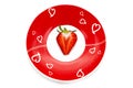Deliciously half a red strawberry romantic plate Royalty Free Stock Photo