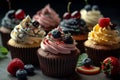 Deliciously Irresistible AI-Generated Cupcakes: High-Quality Images for Coffee Shops, Desserts, and Cake Shops Royalty Free Stock Photo