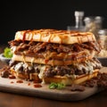 Deliciously Layered Burger Sandwich With Intricate Detailing