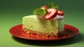 Deliciously Layered Green Dessert Plate With Strawberry