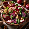 beetroot-apple raw salad with walnuts Royalty Free Stock Photo