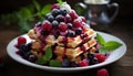 Deliciously tempting waffles with irresistible berry toppings, a sweet and satisfying treat