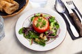 Deliciously tomato stuffed with tuna on a pillow of salad Royalty Free Stock Photo