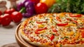 Deliciously Wholesome Cheese Pizza with Vibrant Vegetable Toppings Ã¢â¬â A Mouth-Watering Close-Up Visua