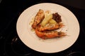 Deliciousn Grilled shrimp on the dish. Royalty Free Stock Photo