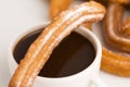 Deliciuos spanish Churros with chocolate Royalty Free Stock Photo