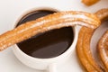 Deliciuos spanish Churros with chocolate Royalty Free Stock Photo
