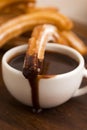 Deliciuos spanish Churros with chocolate Royalty Free Stock Photo