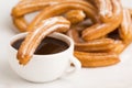 Deliciuos spanish Churros with chocolate Royalty Free Stock Photo