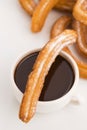 Deliciuos spanish Churros with chocolate Royalty Free Stock Photo