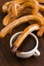 Deliciuos spanish Churros with chocolate Royalty Free Stock Photo