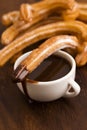 Deliciuos spanish Churros with chocolate Royalty Free Stock Photo