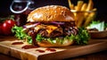 Delicous burger. Beautiful illustration picture. Generative AI