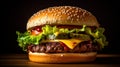 Delicous burger. Beautiful illustration picture. Generative AI