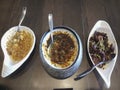 Delicous fried rice, chilli fish and chilli chicken, food being served on bamboo sticks at Park Street restaurant, Kolkata, West