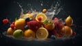 Delicous Fruit Flying, Image Ai Generated