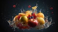 Delicous Fruit Flying, Image Ai Generated