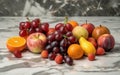 Delicous and healthy organic biological fruit collection on marble